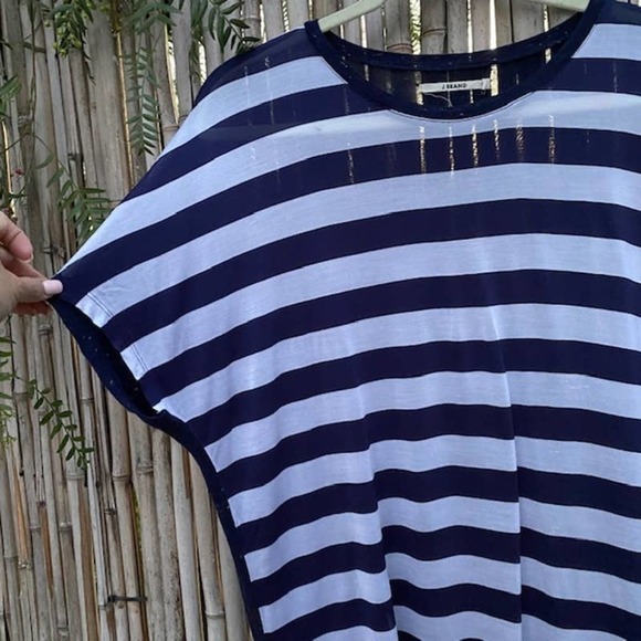 J BRAND ‣Striped Noli Cap Sleeve Semi-Sheer Tee M - Picture 3 of 7